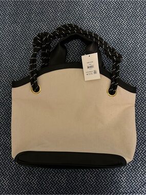 Free Assembly Canvas Tote Bag with Black Trim and Rope Handles